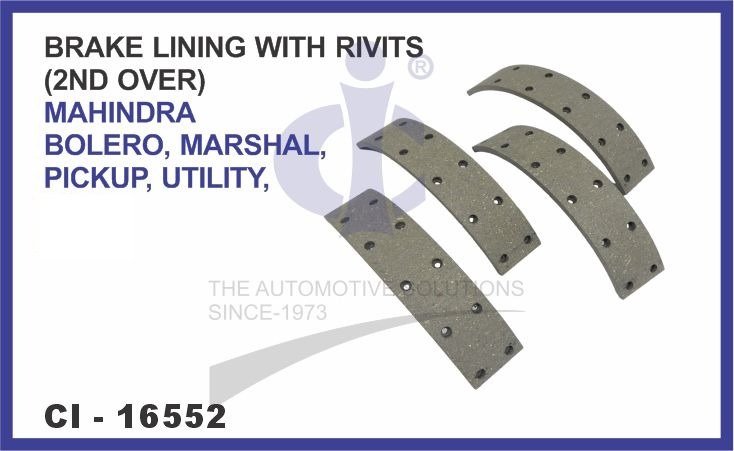 BRAKE LINING WITH RIVITS (2ND OVER) MAHINDRA BOLERO , MARSHAL, PICKUP, UTILITY