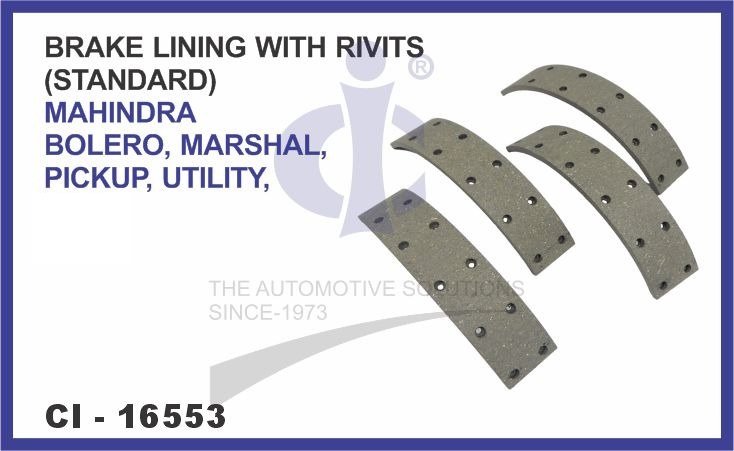 BRAKE LINING WITH RIVITS (STANDARD) MAHINDRA BOLERO , MARSHAL, PICKUP, UTILITY 