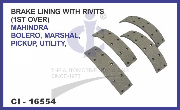 BRAKE LINING WITH RIVITS (1ST OVER) MAHINDRA BOLERO , MARSHAL, PICKUP, UTILITY