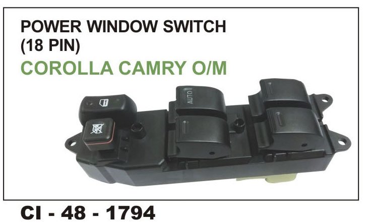 POWER WINDOW SWITCH COROLLA, CAMERY O/M 18PIN FRONT RIGHT
