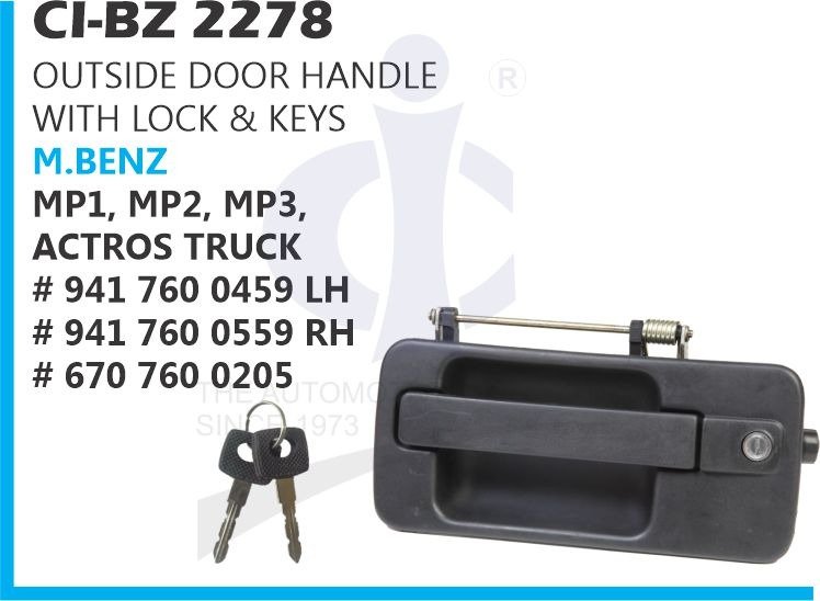 OUTSIDE DOOR HANDLE WITH LOCK & KEYS M.BENZ MP1,MP2,MP3,ACTROS TRUCK 