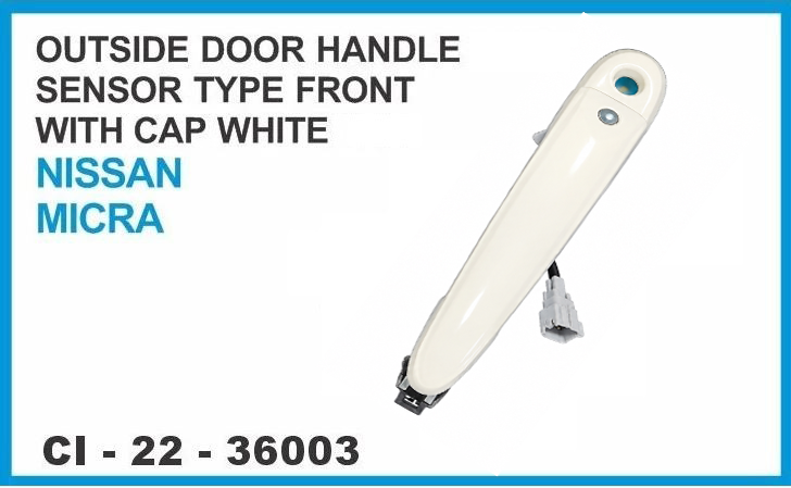 OUTSIDE DOOR HANDLE ONLY SENSOR TYPE FRONT WITH CAP WHITE NISSAN MICRA